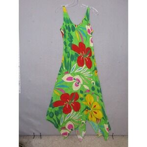 Vintage Jams‎ World Hawaiian Dress Small Floral Maxi Luau Aloha Asymmetrical Hem